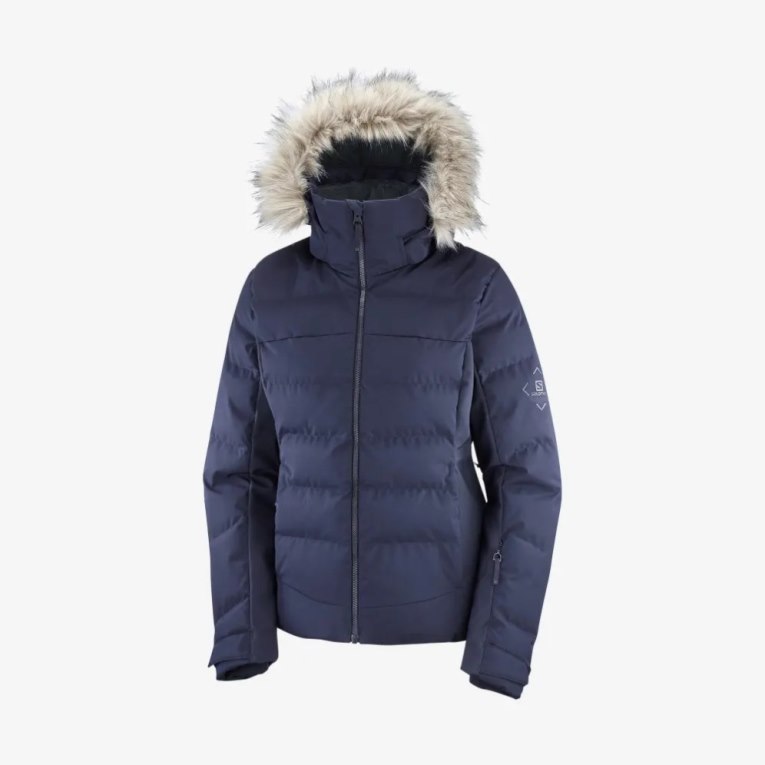 Navy Salomon Stormcozy Insulated Hoodie Women's Ski Jackets | PH 32810P